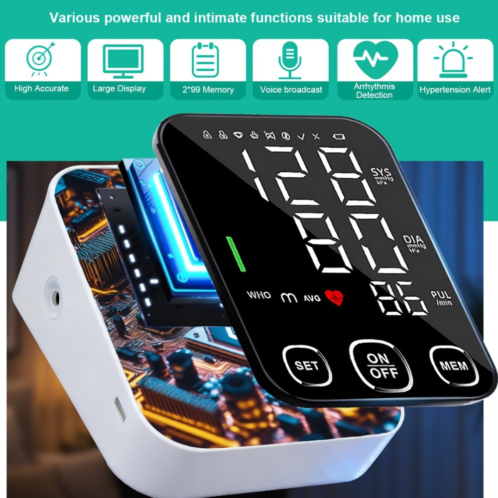 Blood Pressure Monitor Upper-Arm Device with 8.7-16.5 Inch Cuff, 4.5-Inch Backlit Display, Voice and 2 x 99 Memory