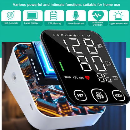 Blood Pressure Monitor Upper-Arm Device with 8.7-16.5 Inch Cuff, 4.5-Inch Backlit Display, Voice and 2 x 99 Memory