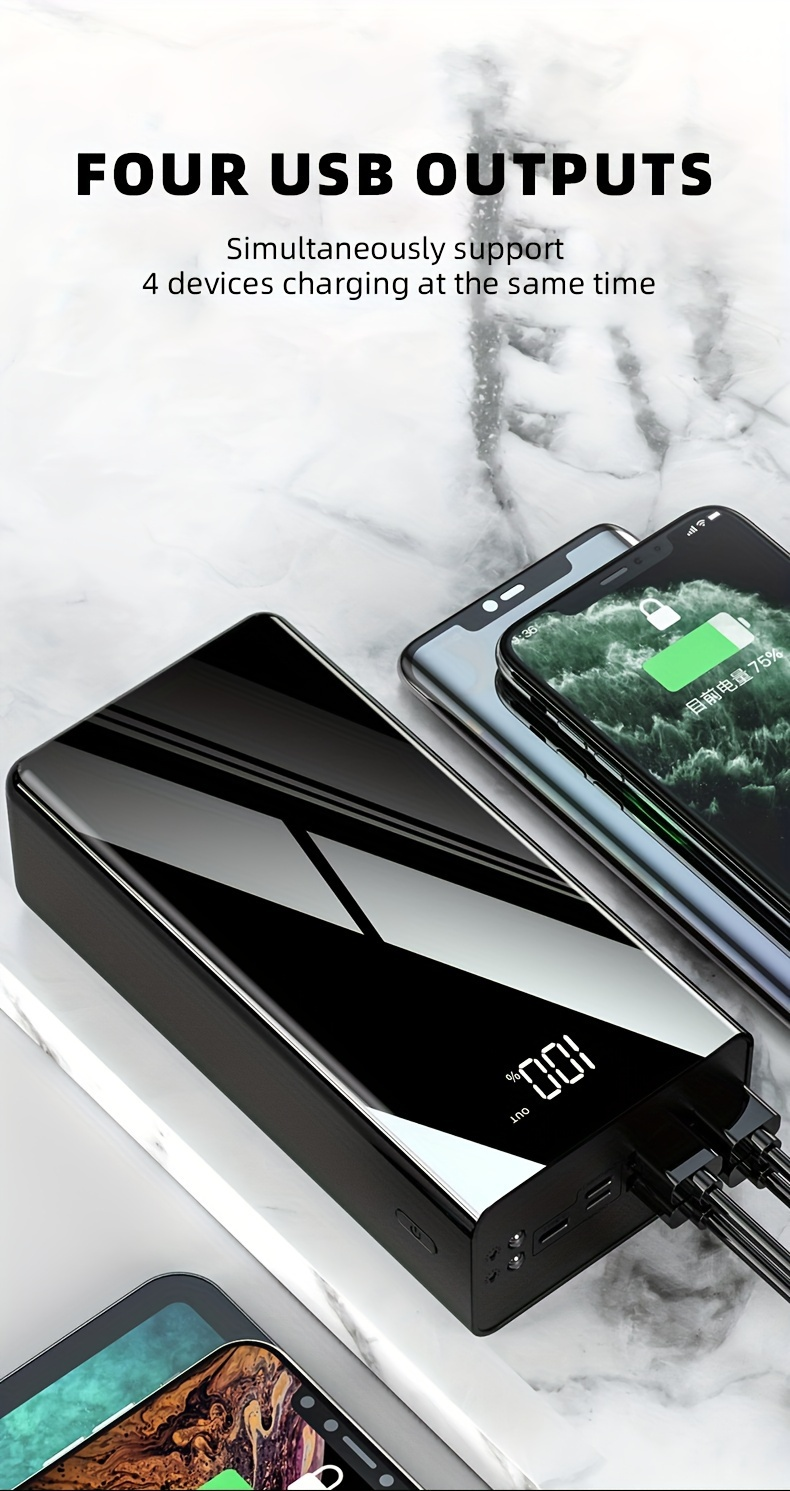 Power Bank 100000mAh 22.5W Super Fast Charging Two-Way USB-C Digital Display Large Capacity Portable Charger for Travel Camping Outdoor Emergency Backup