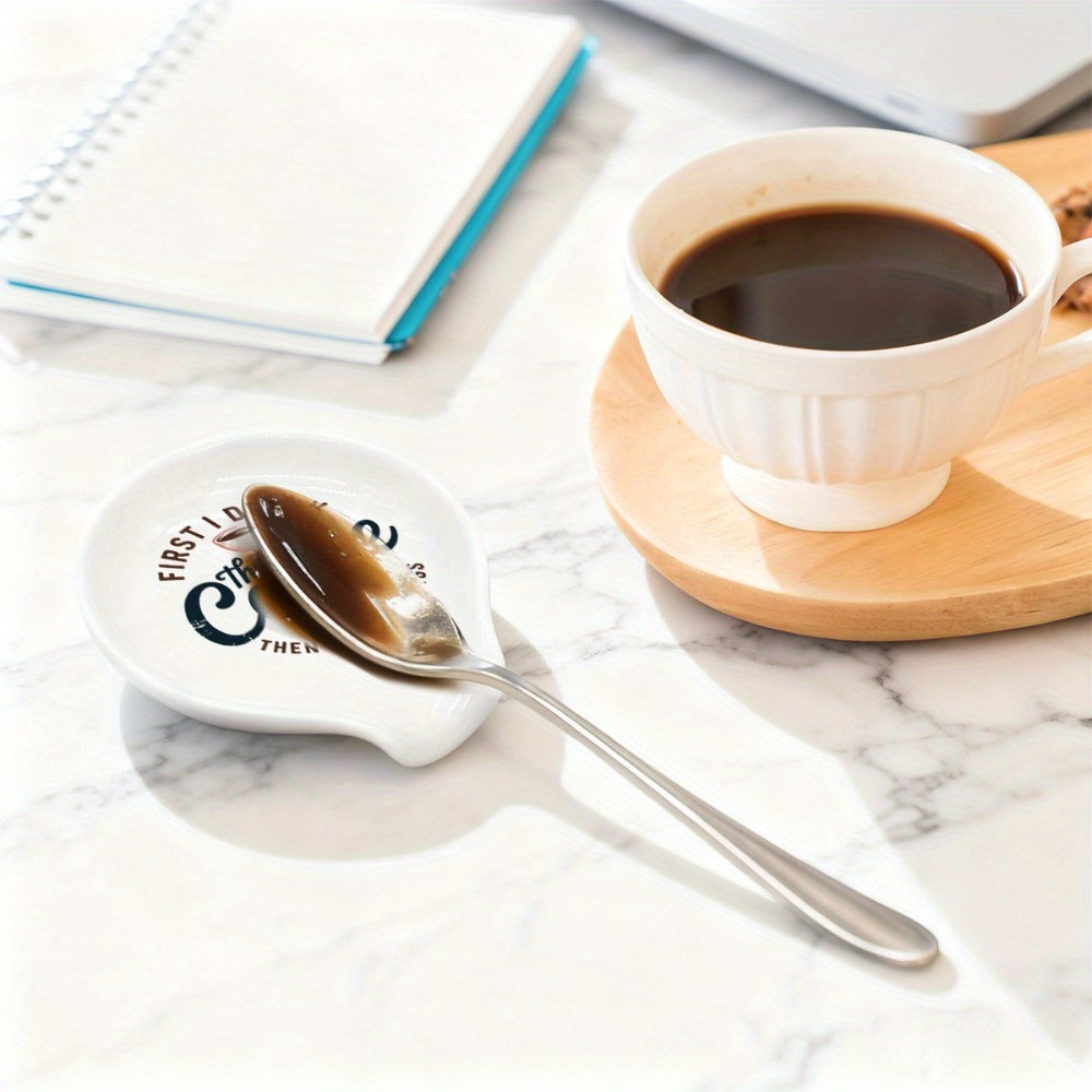 Ceramic Spoon Rest Funny Coffee Quote – "A Cup of No Return" Ceramic Utensil Holder for Coffee & Tea Spoons, Cute Spoon Holder for Kitchen Counter, Cafe Decor, Perfect Coffee Lover Gift