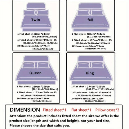 Bed Sheet Set 4-Piece Plum Blossom Floral Polyester with 15-Inch Pocket and Four Color Options