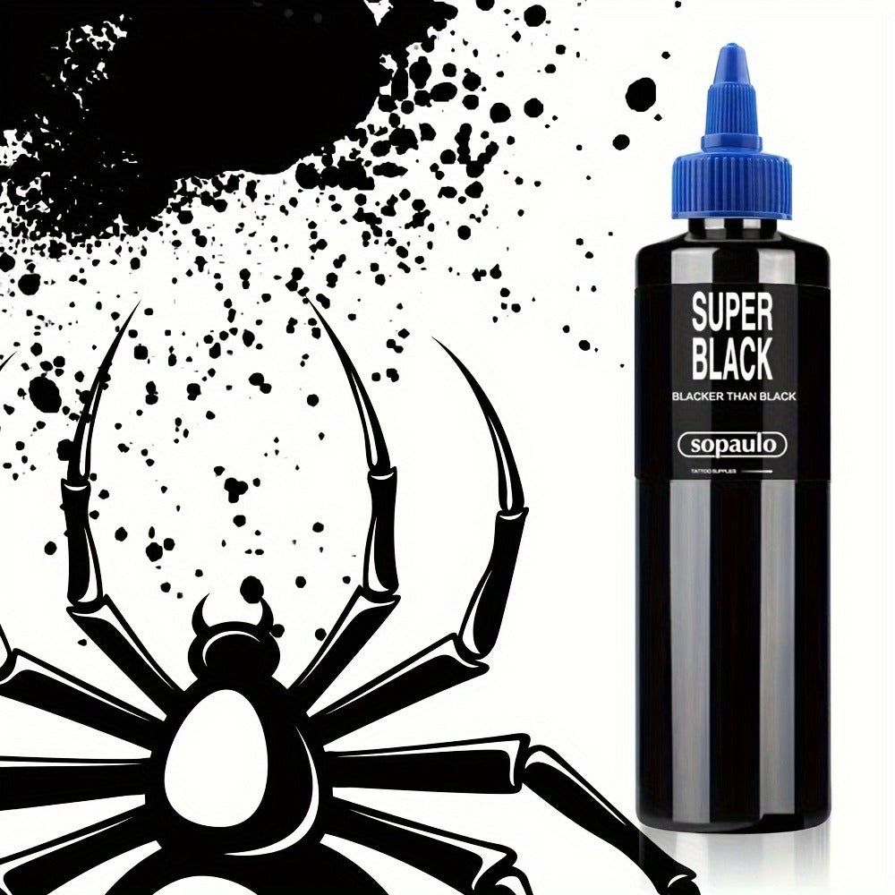 Tattoo Ink 8oz 240ml Single Black Bottle with Ultra-Dark Source Color Label and Large-Capacity Format