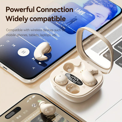 Invisible Two-Pair Sleep Earbud Set with Digital Charging Cases in Purple or Beige for Side-Sleep Listening