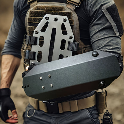 Tactical Arm Shield with Window Breaker Tool, Handheld Riot Shield High-Strength Steel Protective Gear for Outdoor Hunting Vehicle Emergency, Self Defense Shield for Men Birthday Christmas Halloween Gift