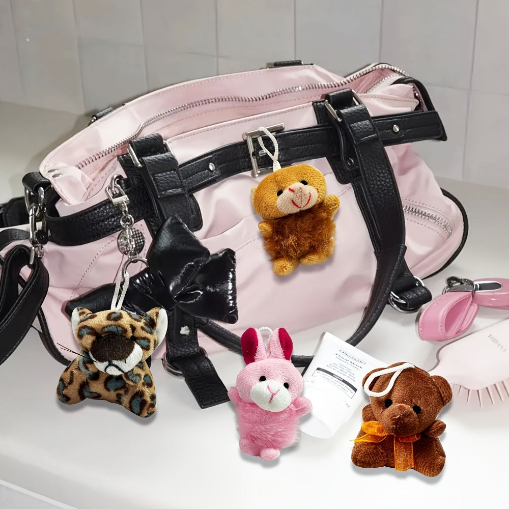 Mini Animal Plush Keychain 24 Pack Bulk — Small Stuffed Animals Assorted Random Colors, Party Favors for Kids, Carnival Prizes, Classroom School Gifts, Goody Bag Fillers, Christmas Easter Halloween Valentine