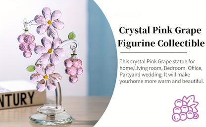 Pink Crystal Tree Statue Ornament - Romantic Crystal Flower Sculpture with Rotatable Base, Elegant Home Decor Gift for Valentine's Day