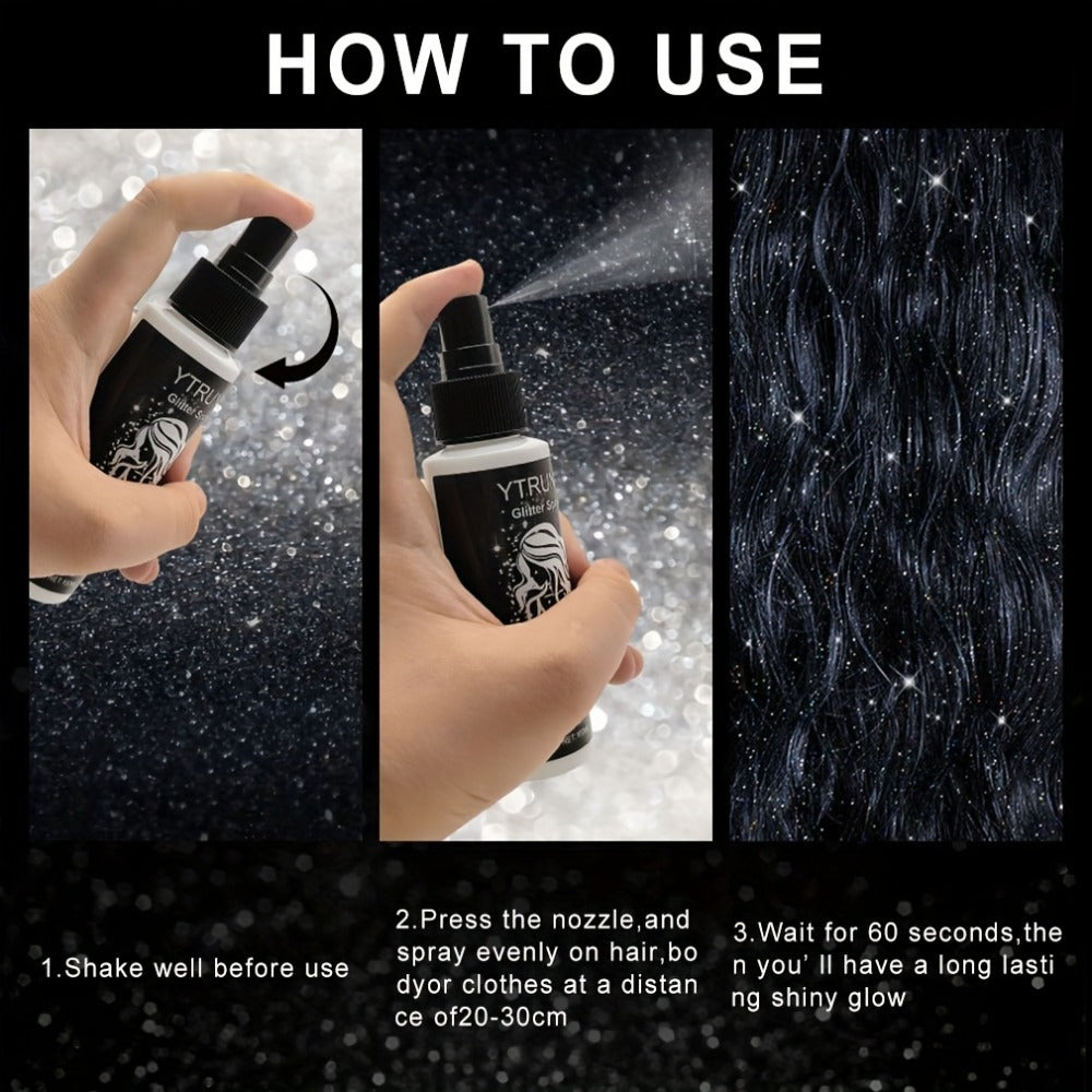 Two- or Three-Piece Body Glitter Spray Set for Hair and Skin in Source-Labeled Pack Options