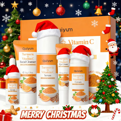 Skincare Set with Quiyum Label, 5-Piece Turmeric Vitamin C or 6-Piece Vitamin C Routine Options
