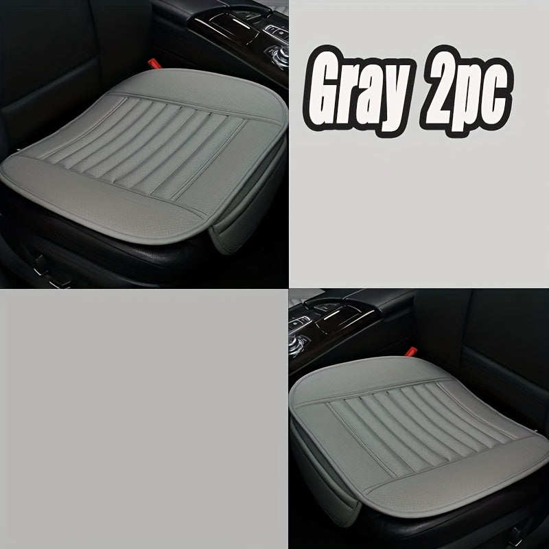 Car Seat Pads 2pcs Front – Non-Slip Rubber Base, Breathable Backless Design, Universal Fit All-Season Comfort Cushion, Black Beige Grey Car Interior Seat Cover Pad Set