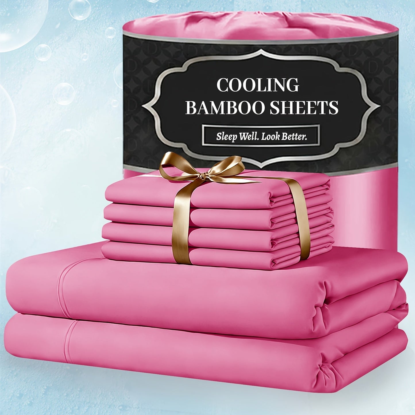 Bed Sheet Set 4-Piece Bamboo-Derived Fabric with Source-Listed Extra-Deep Pocket and Eighteen Colors