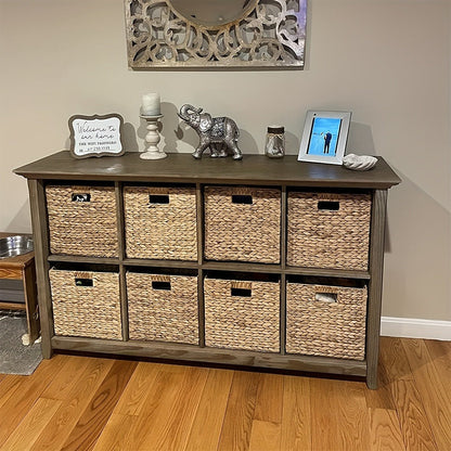 Woven Cube Storage Basket with Cutout Handles in Natural Color and One-, Two- or Four-Piece Packs