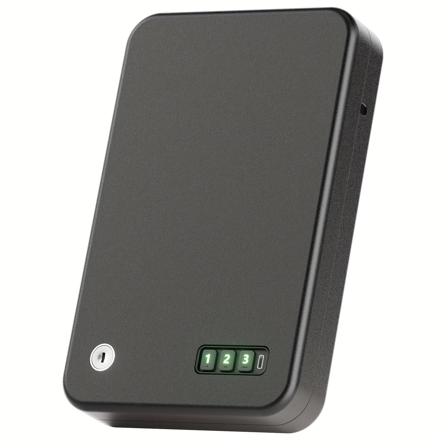 Portable Pistol Safe with Three-Digit Electronic Keypad, Backup Keys, USB-C Cable and 3.28 ft Security Cable