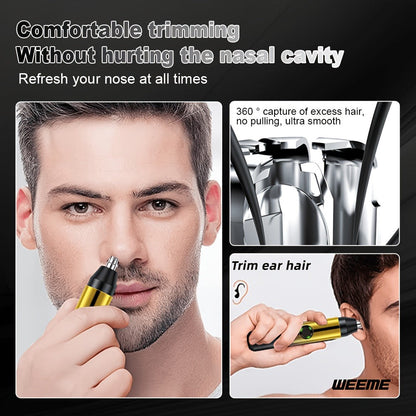 4-Piece Grooming Kit for Men USB Rechargeable Electric Shaver Beard Trimmer Nose Hair Trimmer Hair Clipper System with 8 Guide Combs Gradient Golden Gift for Dad Boyfriend Husband Holiday Travel