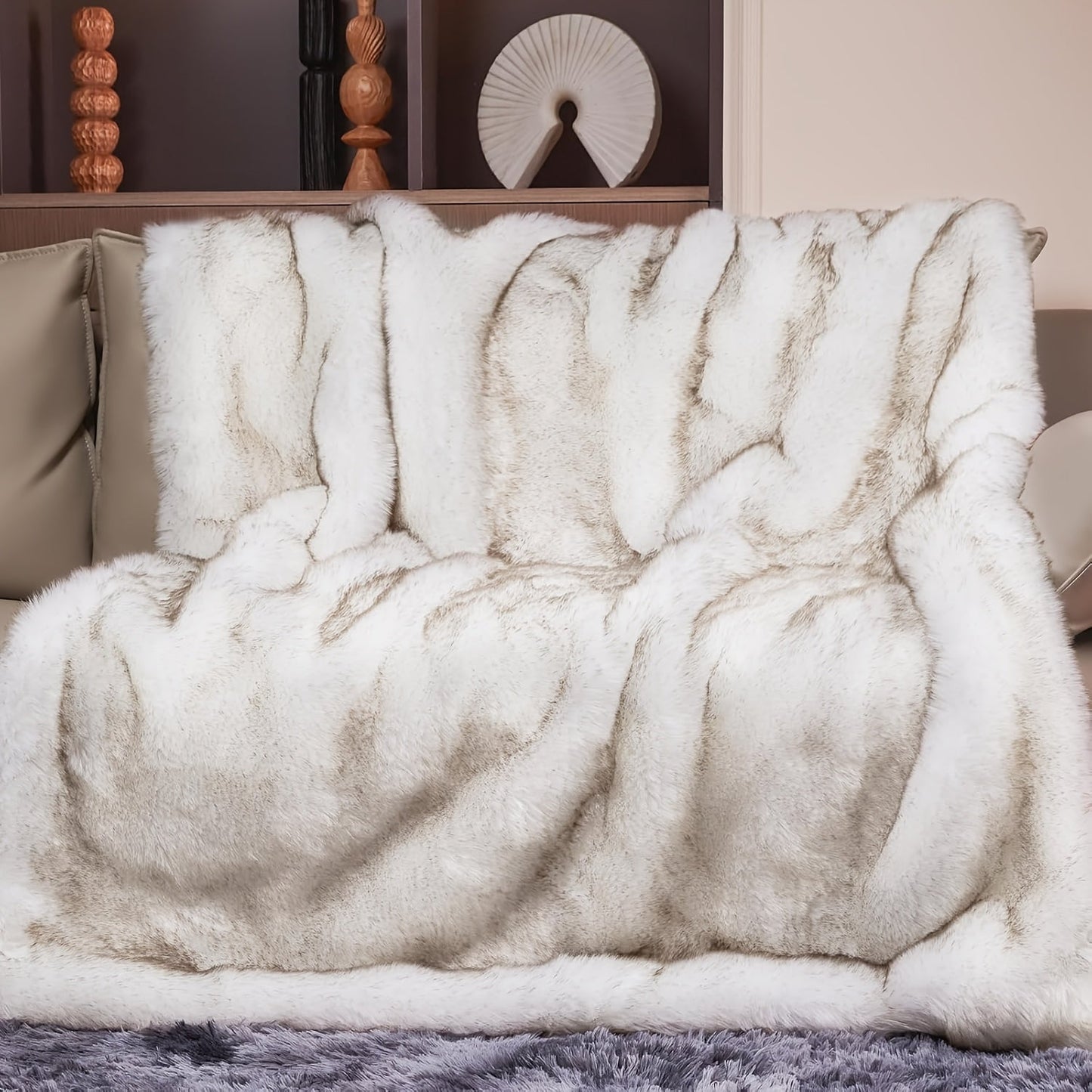 Faux Fur Throw Blanket 1060GSM Luxury - Super Soft Reversible Plush Mink Blanket for Bed Couch Sofa, Oversized Heavy Weight Cozy Blanket, Leopard Animal Print & Solid Colors, Throw & Twin Size