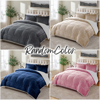 Reversible Sherpa Fleece Comforter Set in 40 Size and Color Options for Twin XL, Full, Queen or King Beds