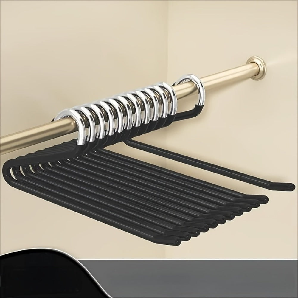 Open-Leg Pants Hangers in Black or White with 10-, 20-, 30- or 50-Piece Checkout Packs for Closets