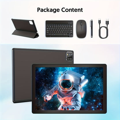 Android 15 Tablet 10 Inch 2-in-1 with Keyboard Case & Stylus 12GB RAM 64GB ROM 1TB Expandable 6000mAh Battery WiFi 6 4-Core 8MP Dual Camera FHD IPS Display Tablet PC