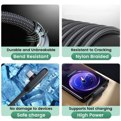Right-Angle USB Charging Cable with USB-A or USB-C Input Options, 100W Marking and 1 m or 2 m Lengths