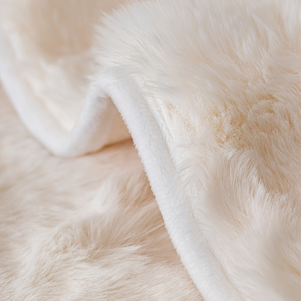 Sofa Cover Thick Faux Rabbit Plush Panels with Anti-Slip Feature for Seat, Armrest, Backrest or Pillowcase
