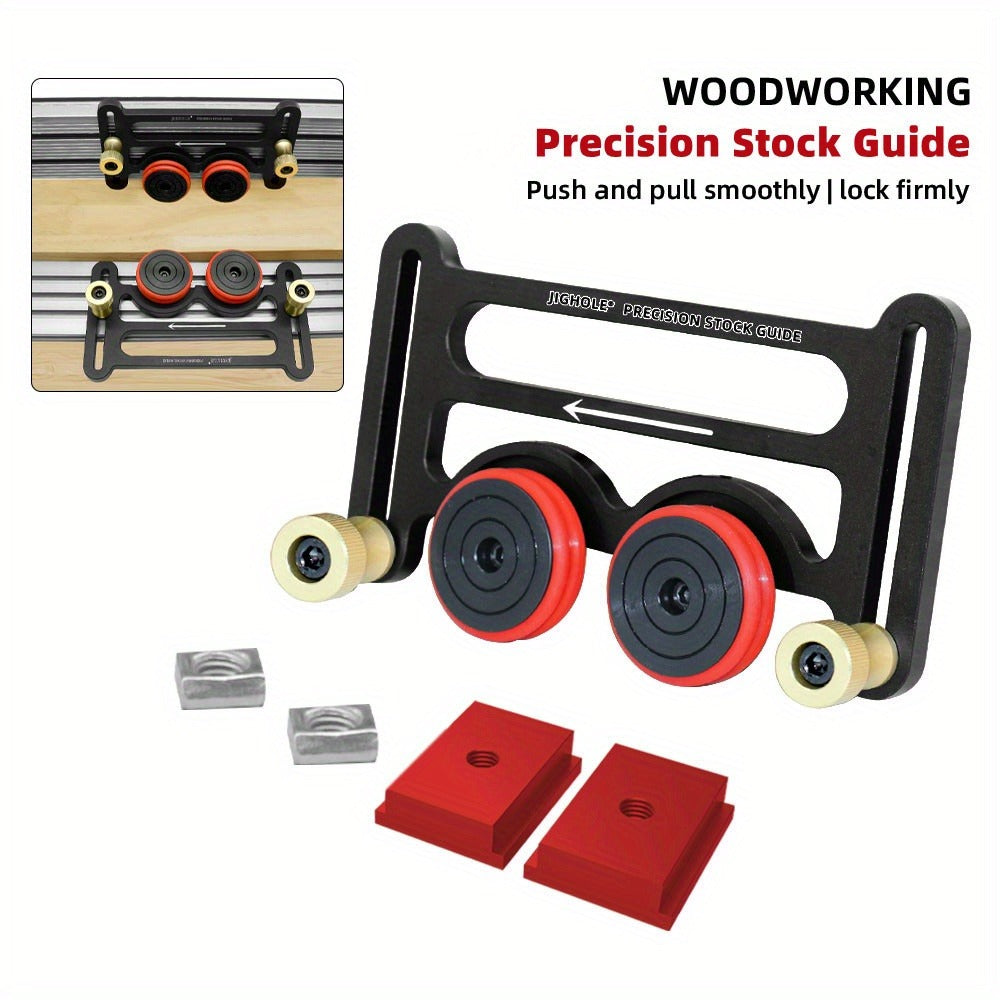Feather Board Roller Guide for Table Saw – Aluminum Alloy One-Way Safety Stock Feeder with T-Track Mount, Anti-Kickback Woodworking Press Guide Tool