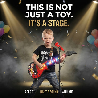 Kids Electric Guitar Toy with Microphone, Lights & Sounds – Musical Instrument Toy for Toddlers Ages 3-8, Birthday Gift for Boys & Girls