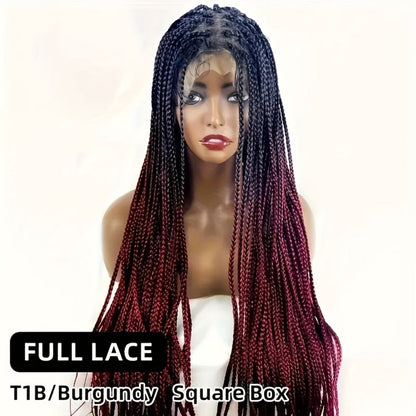 Long Box-Braid Wig with Full Lace Cap in 26- or 38-Inch Lengths and Four Lettered Color Options