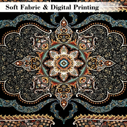 Area Rug Bohemian Floral Velvet in Four Machine-Washable Sizes with 100% Polyester Cut Pile