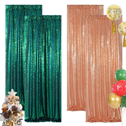 Sequin Backdrop Curtain for Party Wedding - 4x8ft Shimmering Glitter Curtain for Birthday Photo Booth Stage Decoration, Easy Hang, Multi-Color