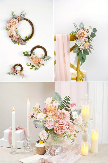 Artificial Roses Box Set for Wedding Bouquet, DIY Centerpiece & Home Decoration – Pink Valentine's Day Spring Flowers