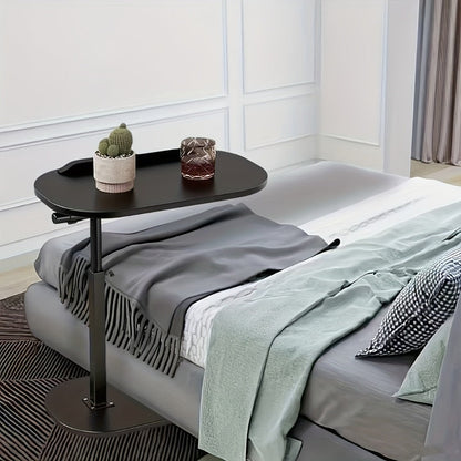 Floor Laptop Tray Table with 360-Degree Swivel Top, Adjustable Support Rod and Walnut or Black Options