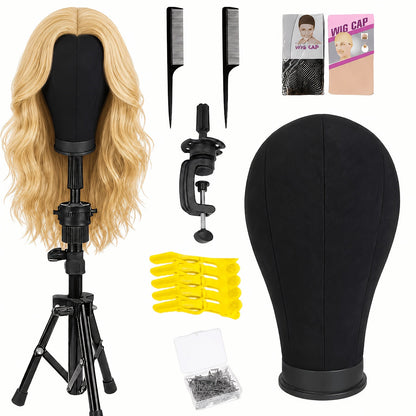 22-Inch Mannequin Head and Adjustable Tripod Stand Set in Pink, Black or White with Styling Accessories