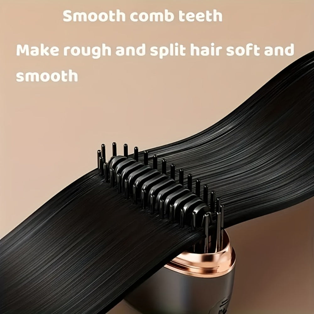 Mini Cordless Hair Straightening Comb with 2000mAh Label, Black or Pink Finish and USB Charging Cable