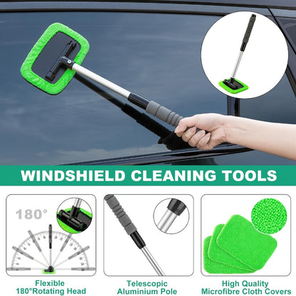 Car Cleaning Kit with Portable Vacuum Cleaner – 17/24/29/32/35pcs Interior Detailing Set with Windshield Cleaner, Drill Brush Set & Interior Brush Set – Complete Auto Care Kit