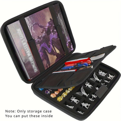 Black Dice Rolling Tray and Storage Case with Dedicated Polyhedral Slots, Carry Handle and Zipper Closure