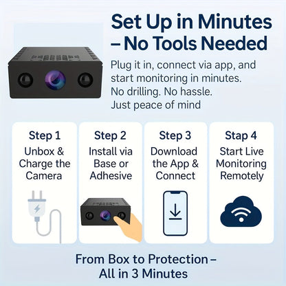 Mini Security Camera No WiFi No Internet Needed, Full HD 1080P Wireless Indoor Camera Built-In AP Hotspot