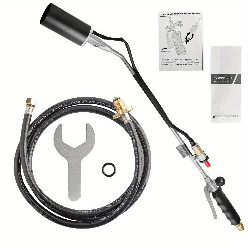 Long-Reach Propane Torch Kits with Hose, Adjustable Flame Valve and Red or Black Configurations