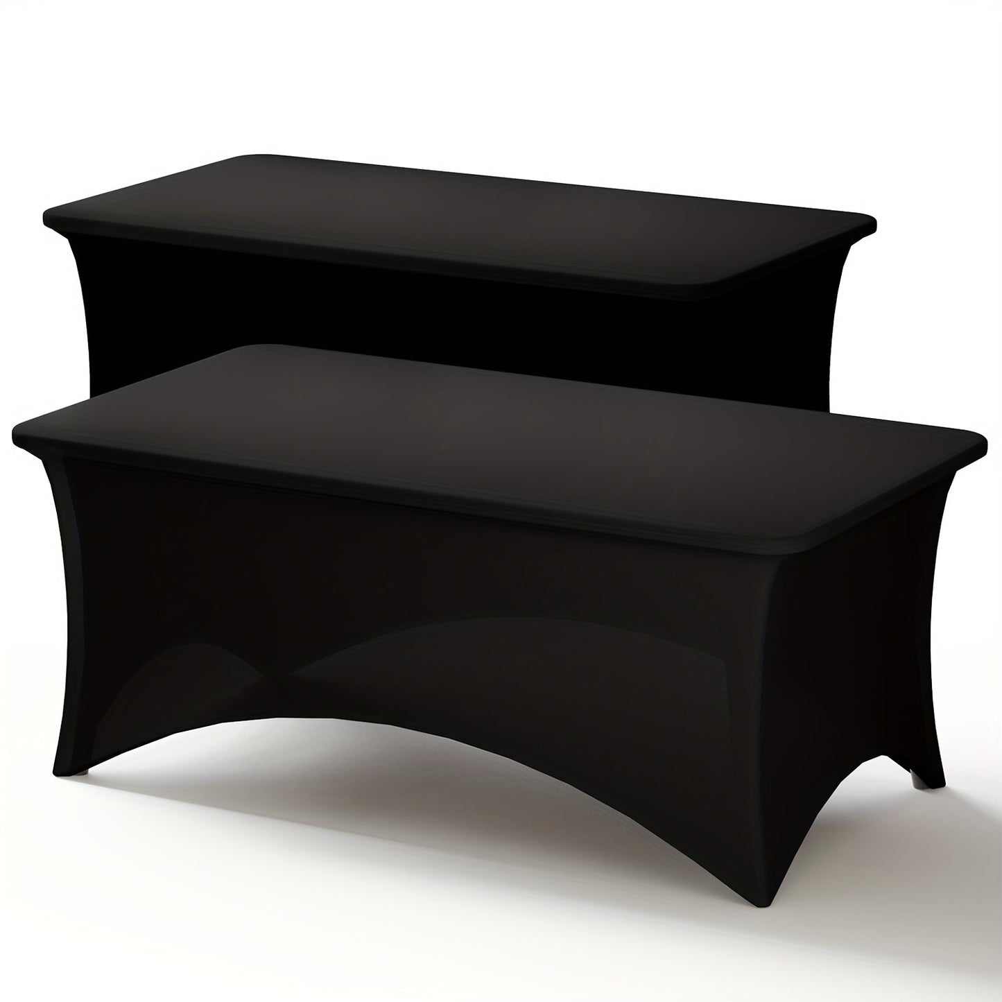Rectangular Stretch Tablecloth Sets in 4-, 6- or 8-Foot Sizes, Black or White, with Two- or Three-Piece Options