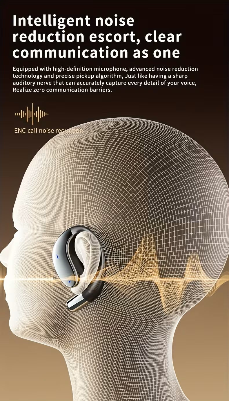 Bone Conduction Headphones Bluetooth 5.4 Open Ear Sport Earbuds 80H Battery LED Display Stereo Bass Noise Canceling Mic Type-C Charging Gift for Dad Men Women Running Cycling