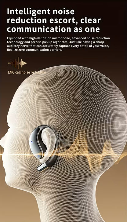 Bone Conduction Headphones Bluetooth 5.4 Open Ear Sport Earbuds 80H Battery LED Display Stereo Bass Noise Canceling Mic Type-C Charging Gift for Dad Men Women Running Cycling
