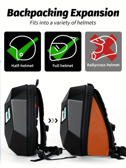 LED Motorcycle Backpack with Display Screen, Hard Shell Helmet Bag, USB Charging Port, 48x48 Dot Matrix Smart Riding Backpack, Large 19-Inch Laptop Compartment, Multiple Colors