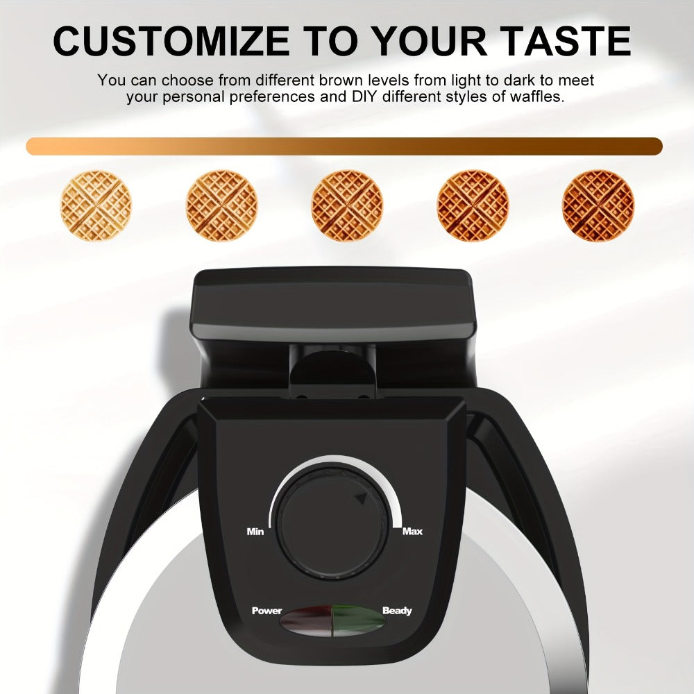 Belgian Waffle Maker 180° Rotating Flip Waffle Iron, Non-Stick Plates, Adjustable Browning Control, Removable Drip Tray, Cool Touch Handle, Stainless Steel, Space-Saving Foldable Design – Single & Double