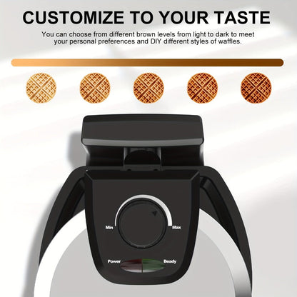 Belgian Waffle Maker 180° Rotating Flip Waffle Iron, Non-Stick Plates, Adjustable Browning Control, Removable Drip Tray, Cool Touch Handle, Stainless Steel, Space-Saving Foldable Design – Single & Double