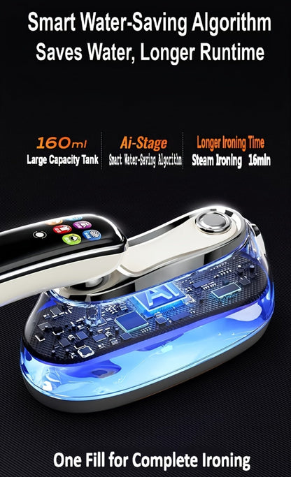 White 1300W Touchscreen Steam Iron with Five Settings, 160 mL Tank and Horizontal or Vertical Use