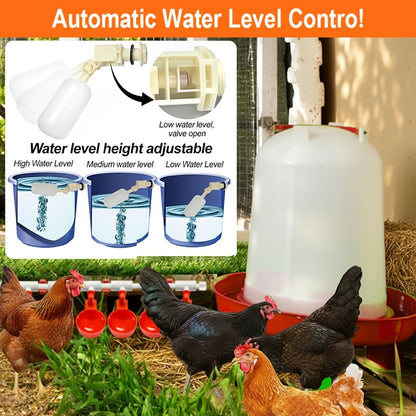 Automatic Poultry Watering System Kit with 10 Red Cups, PVC Pipe Fittings, Regulator and Hose Connections