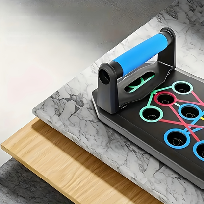 Color-Coded Push-Up Board with Resistance Bands and Pull Ropes for Multi-Position Home Training