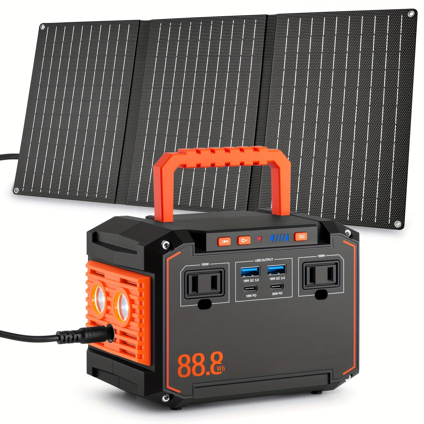Portable Power Station 88.8Wh/111Wh – Solar Generator with AC/DC/USB Ports, 30W Solar Panel Optional, Backup Battery for Camping, Emergency, CPAP, Laptops, Fans