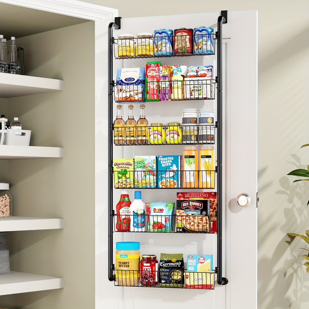 Over The Door Organizer - Multi-Layer Pantry Storage Rack for Kitchen Bathroom Laundry Room, Space Saving Door Hanging Shelf