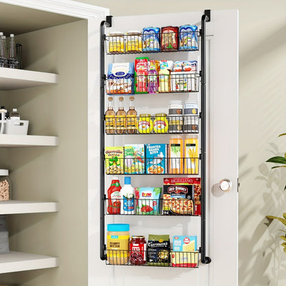 Over The Door Organizer - Multi-Layer Pantry Storage Rack for Kitchen Bathroom Laundry Room, Space Saving Door Hanging Shelf