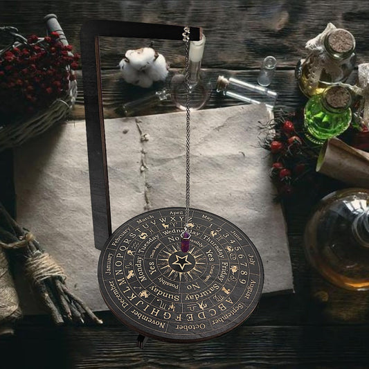 Wooden Pendulum Stand for Divination – Crystal Display Holder, Witchcraft Altar Decor, Meditation Ritual Necklace Organizer & Constellation Moon
