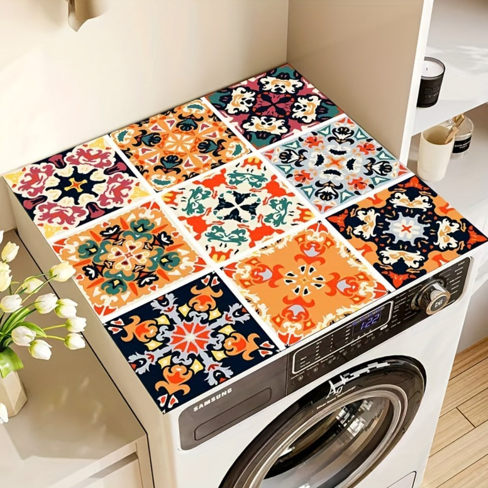 Rectangular Washing Machine Top Mat with Five Mosaic Pattern Checkout Options, 23.62 × 19.69 Inches